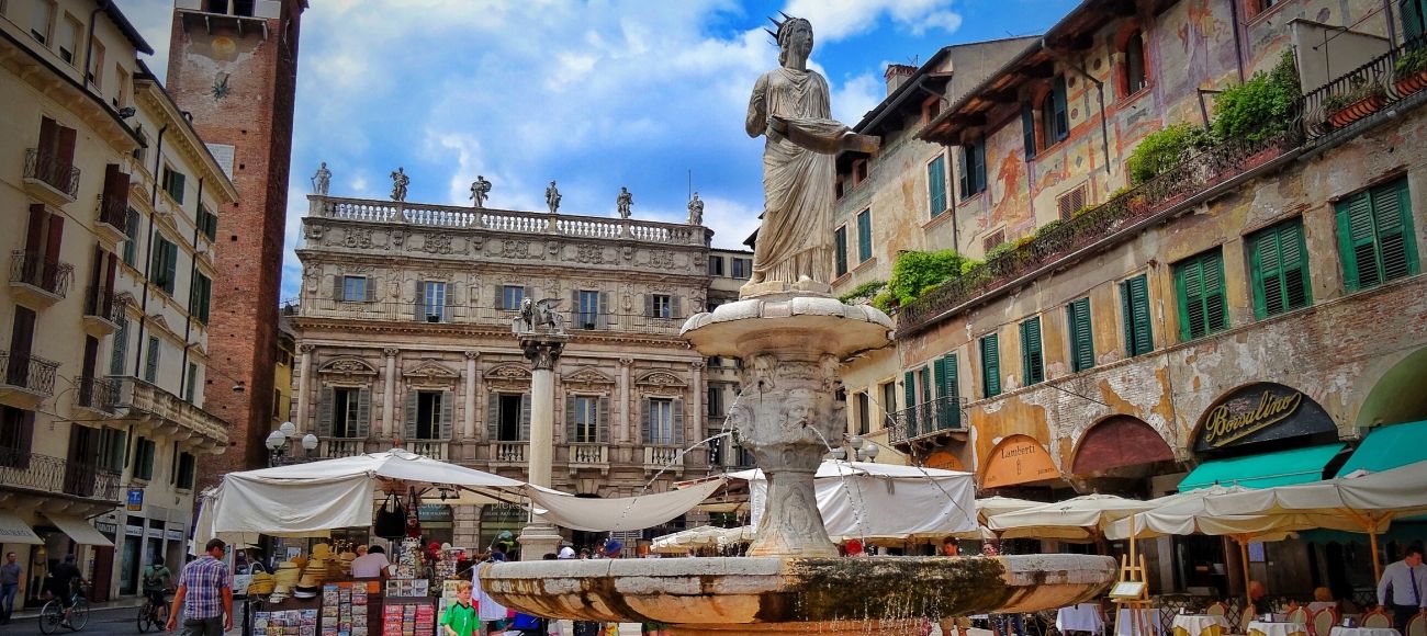 Piazza delle Erbe you will visit during your Verona Private Tour